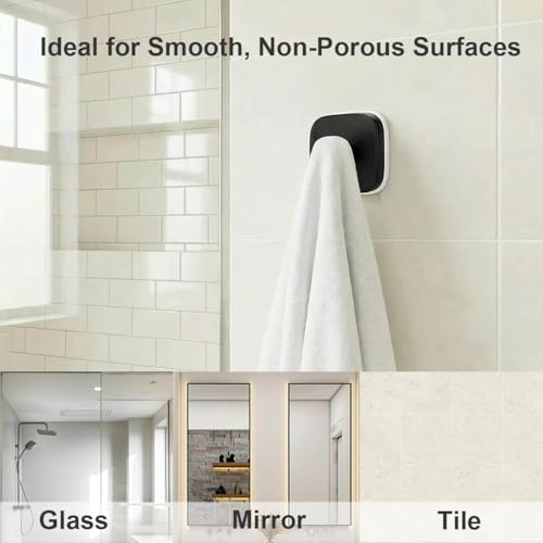 Suction Cup Hooks for Shower (Matte Black / 4 Pack)