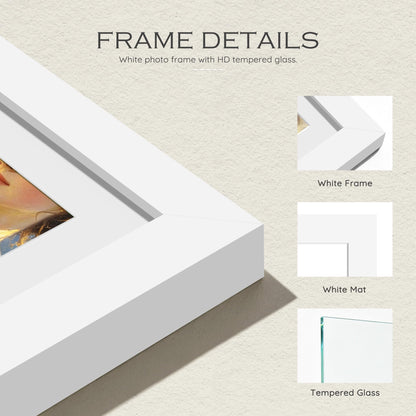 5x7 White Wooden Picture Frame (White Frame White Mat / 5x7)
