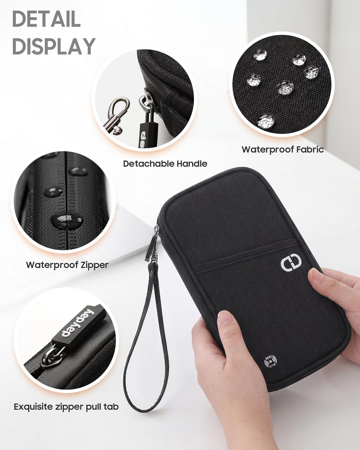 Family Passport Holder Organizer (Deep Black)