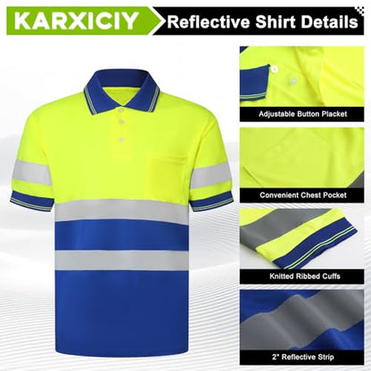 Hi Vis Safety Shirts with Reflective Strips Polo Shirts for Men