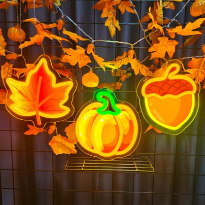 3 Pack Halloween Neon Sign UV Printed Pumpkin Ghost Bat Neon Light