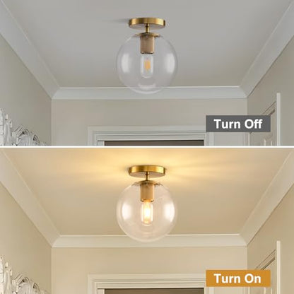 Semi Flush Mount Ceiling Light Fixture with 8in Globe Glass