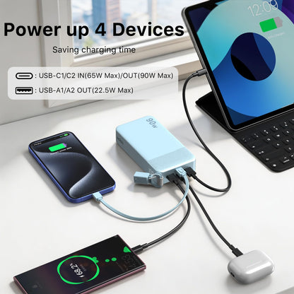 90W Portable Charger 20000mAh Power Bank with Detachable C (Blue)