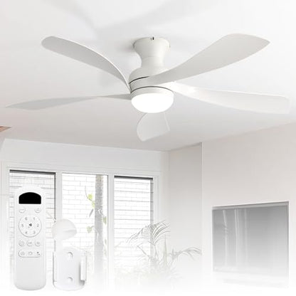 52 Inch Low Profile Ceiling Fans with Lights and Remote (White / 52 inch)