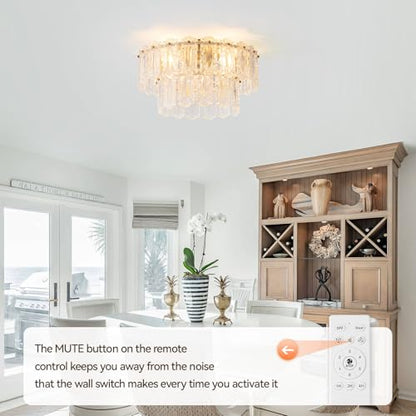 Crystal Caged Ceiling Fan with Light Flush Mount