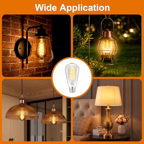 ST64 Edison Bulb E26 Dimmable (6w-2700k Amber Warm White(gray))