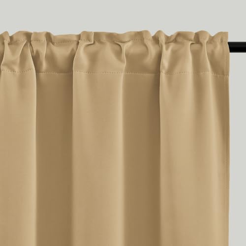 4 Panels Rod Pocket Blackout Window Curtains for Bedroom