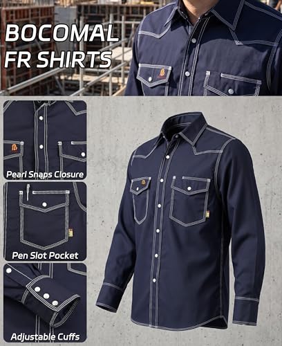 FR Welding Shirts Triple Stitched Pearl Snap Down 6.5oz Soft Canvas