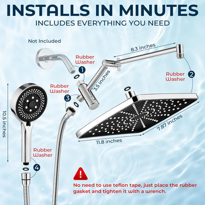 Shower Head with Handheld (A-Matte Black)