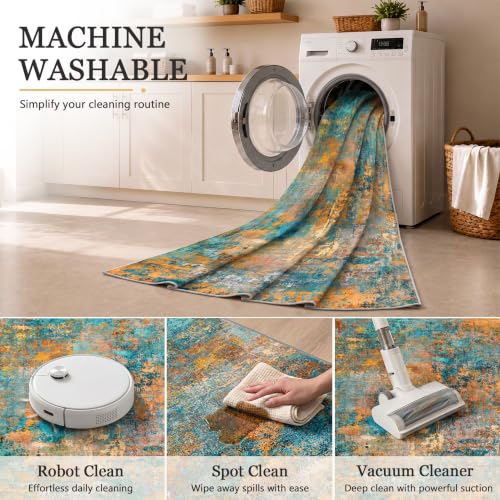 Area Rug 2x3 Washable Non Slip Green (Green / 2' x 3' (Rectangular))