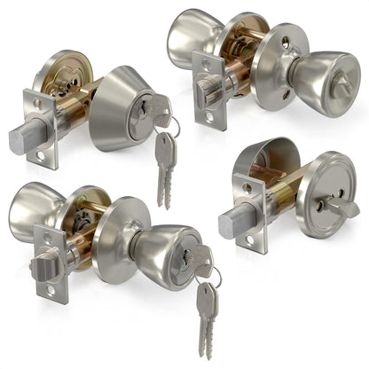Mobile Home Door Knobs with Deadbolt (Silver)