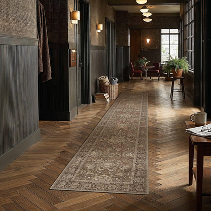 Hallway Runner Rugs 2x10 Brown Vintage Rug (Retro | Brown / 2' x 10' (Runner))