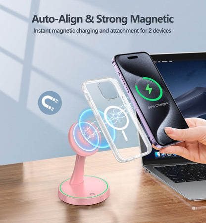 Magnetic Wireless Charger Stand 15W Fast Mag (Magnetic Single Pack Purple)