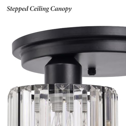 3 Light Semi Flush Crystal Ceilng Light