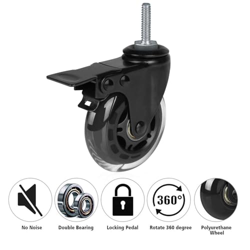 3" Rubber Caster Wheels Heavy Duty with Brakes