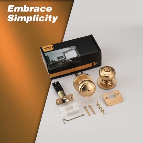Champagne Bronze Bathroom Door Knobs with Release Lock Hole