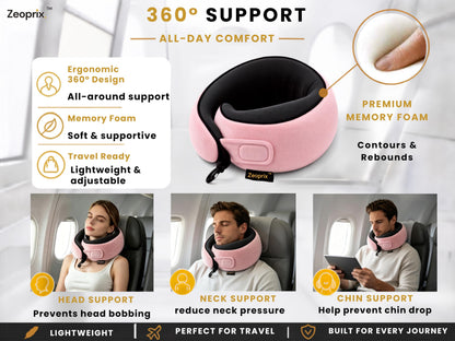 Travel Neck Pillow for Airplane (Pink)
