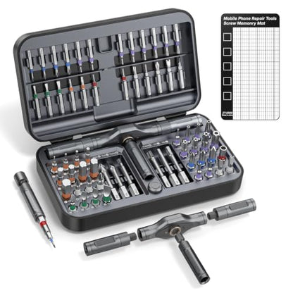 Magnetic Screwdriver Set Precision Multi Bit Repair Kit with Detachable Allen Wrench T Handle for Furniture