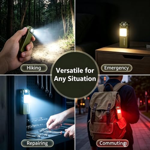 Aluminum Magnetic Portable Flood Flashlights 180° Rotatable Main Light
