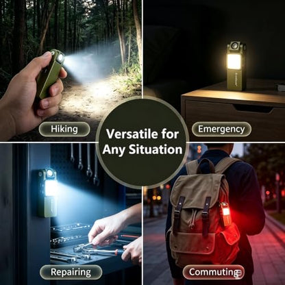 Aluminum Magnetic Portable Flood Flashlights 180° Rotatable Main Light