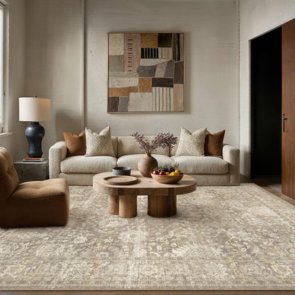 Area Rugs 6x9 Beige Vintage Rug for Living Room (Retro | Beige / 6' x 9' (Rectangular))