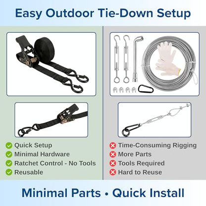 Ground Anchors Screw in Kit with Ratchet Straps