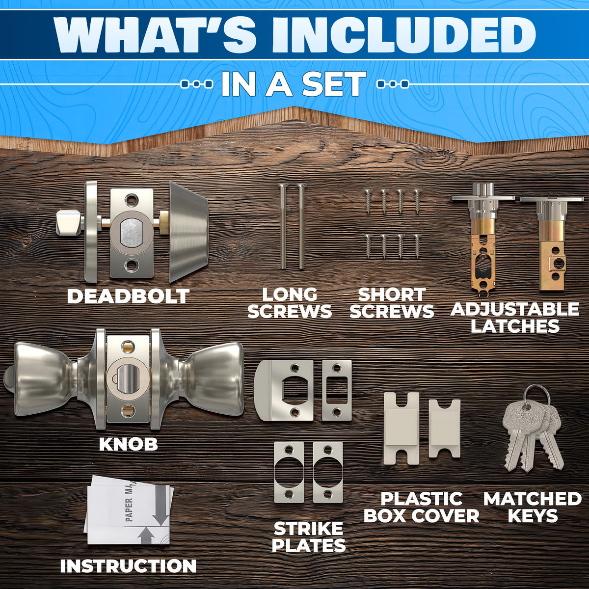 Mobile Home Door Knobs with Deadbolt (Silver)