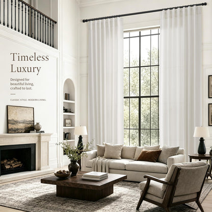 Natural Linen Curtains 168 Inches Long 2 Panels for Living Room (Natural / 50"W x 168"L (Pack of 2))