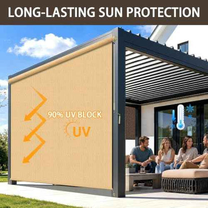 Outdoor Roller Shades for Patio (Sesame / 108"W x 96"H)