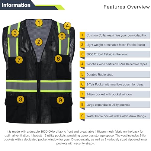 Hi Vis Reflective Safety Vests for Men Women
