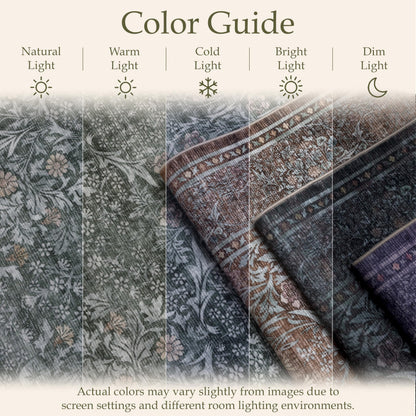 Runner Rug 2x10 Washable Vintage Floral Rug (Vintage Brown / 2' x 10' (Rectangular))