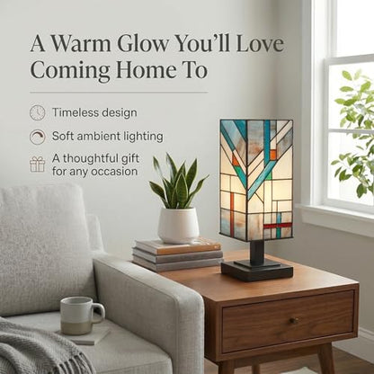 Stained Glass Lamp Handmade Mission Style 5.9" Wx15 H ETL Listed