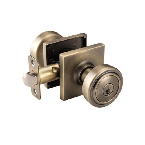 Antique Brass Door Knobs with Lock and Keys for Exterior Door