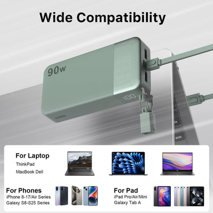 90W Portable Charger 20000mAh Power Bank with Detachable C (Green)