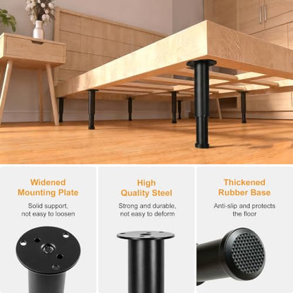 Black Adjustable Height Couch Furniture Legs 4 Pack