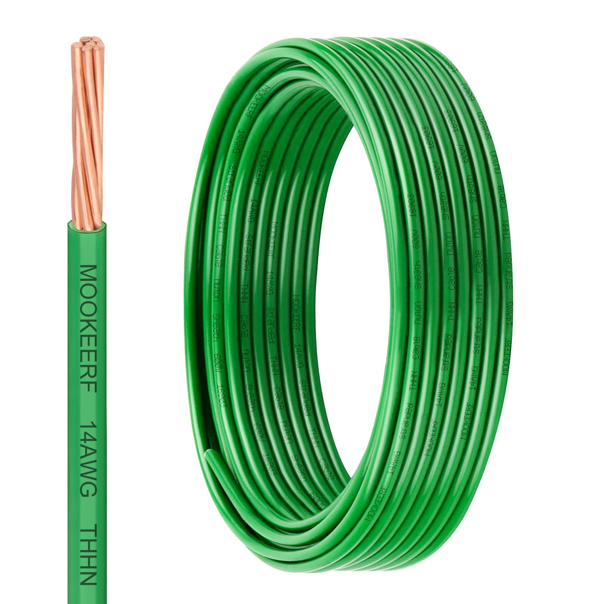 THHN Wire 14 Gauge 10FT (Green / 14 Gauge 10FT)