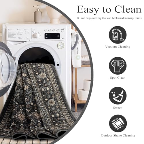 Washable Area Rug 5×7 for Living Room (Dark Gray / 5' x 7' (Rectangular))
