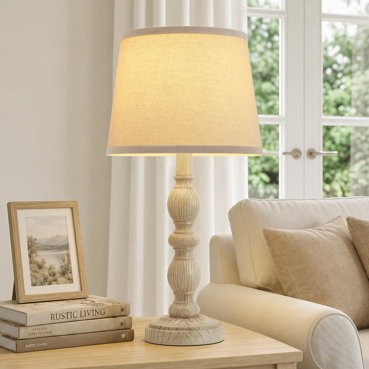 20.5" Bedside Lamps (Almond White)