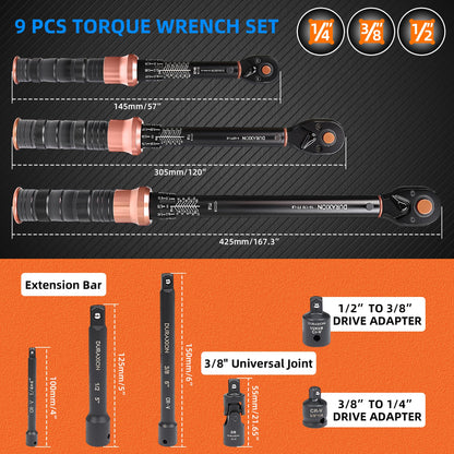 Torque Wrench Set 1 (1/4 3/8 1/2" 20-240IN.LB,5-50,10-170FT.LB)