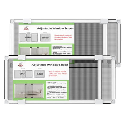 Adjustable Window Screen for Hung Windows (S(10" H x 19-36" W)- 2 Packs)