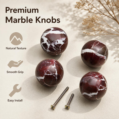Natural Marble Round Cabinet Knobs (Violet)