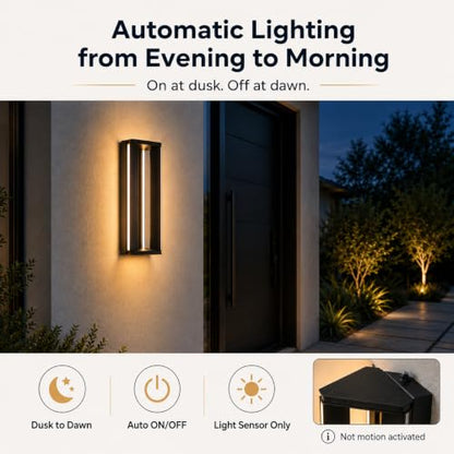 Outdoor Wall Lights with Dusk to Dawn Sensor 15W LED