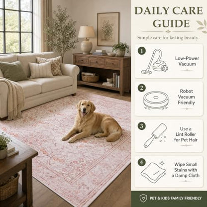 3x5 Washable Rug (Blush Pink / 3' x 5' (Rectangular))