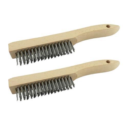 Wire Brush Heavy Duty Stainless Steel Wire Brushes with 10" Long Beech Handle