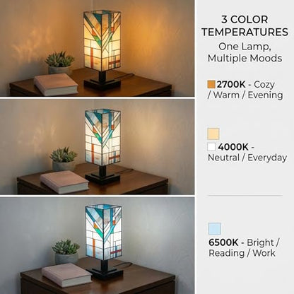 Stained Glass Lamp Handmade Mission Style 5.9" Wx15 H ETL Listed