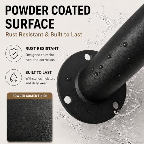 12 Inch Black Metal Wall Handrail