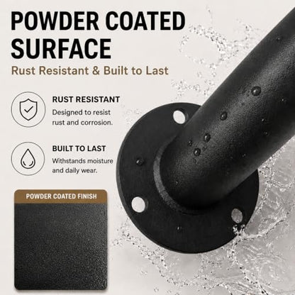 12 Inch Black Metal Wall Handrail