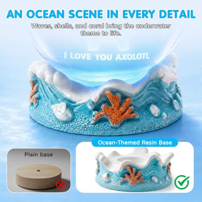 3D Crystal Ball Axolotl Night Light with Resin Base