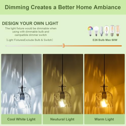 Industrial Glass Pendant Lights for Kitchen Island