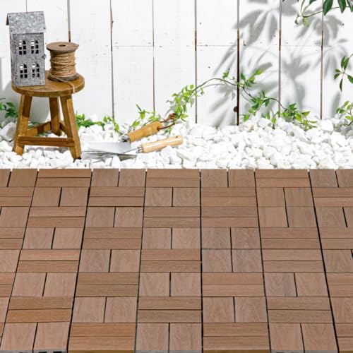 9 Pcs Wood Interlocking Deck Tiles